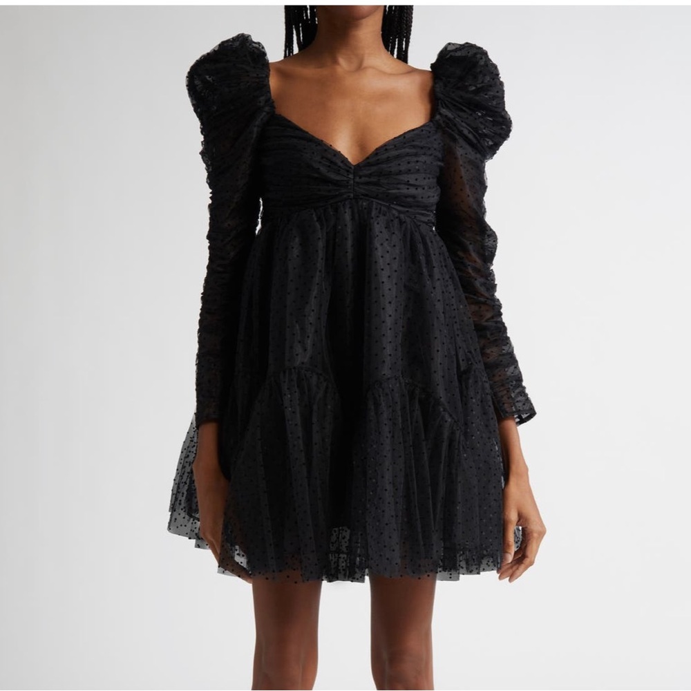 Authentic Zimmermann Point d'esprit Ruched Tulle Mini Dress black new 3 US 10